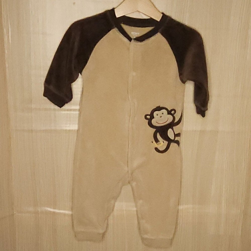 Carter's Baby Boy Velour Monkey Pajamas 9 Months